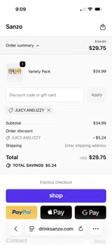 JUICY.AND.IZZY coupon verification screenshot