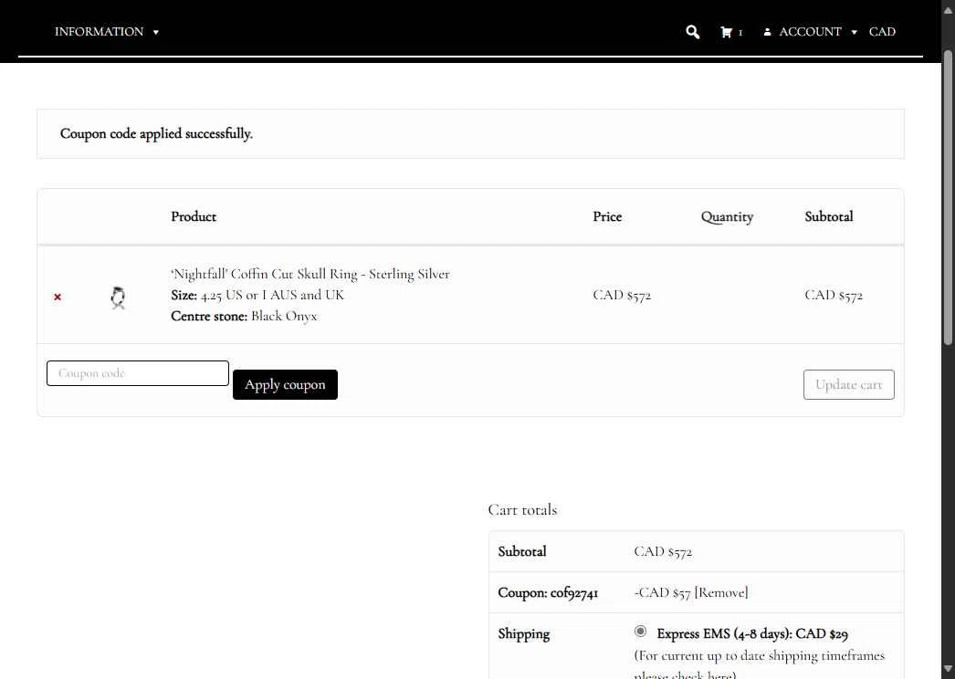 Sapphire Studios Design checkout page showing Sapphire Studios Design coupon code box | Screenshot taken by SimplyCodes community member on Oct 27, 2025