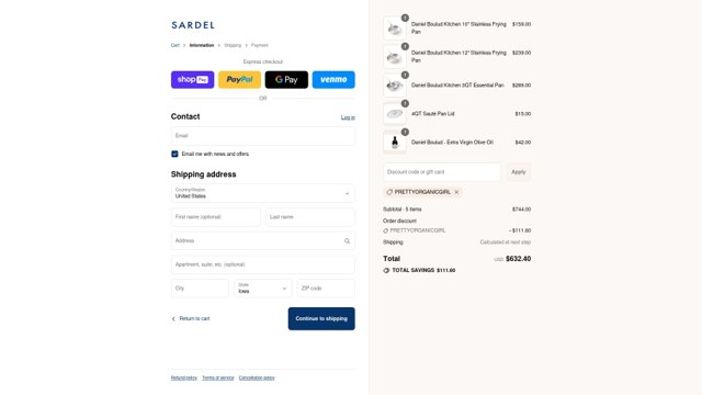 Sardel checkout page showing Sardel discount code box | Screenshot taken by SimplyCodes community member on Jul 25, 2025