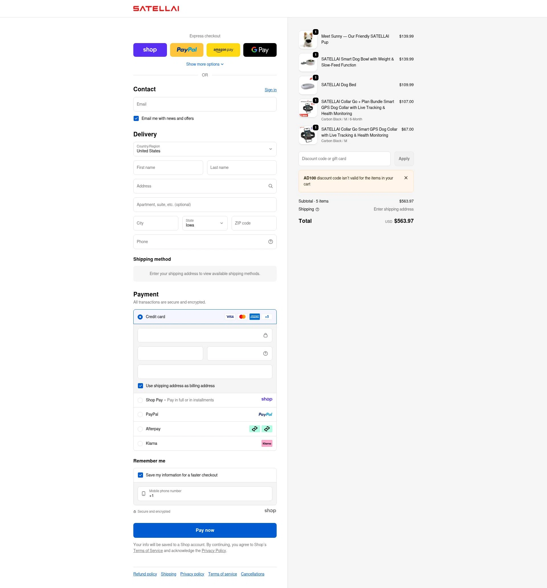 SATELLAI checkout page showing SATELLAI promo code box | Screenshot taken by SimplyCodes community member on Dec 31, 2025