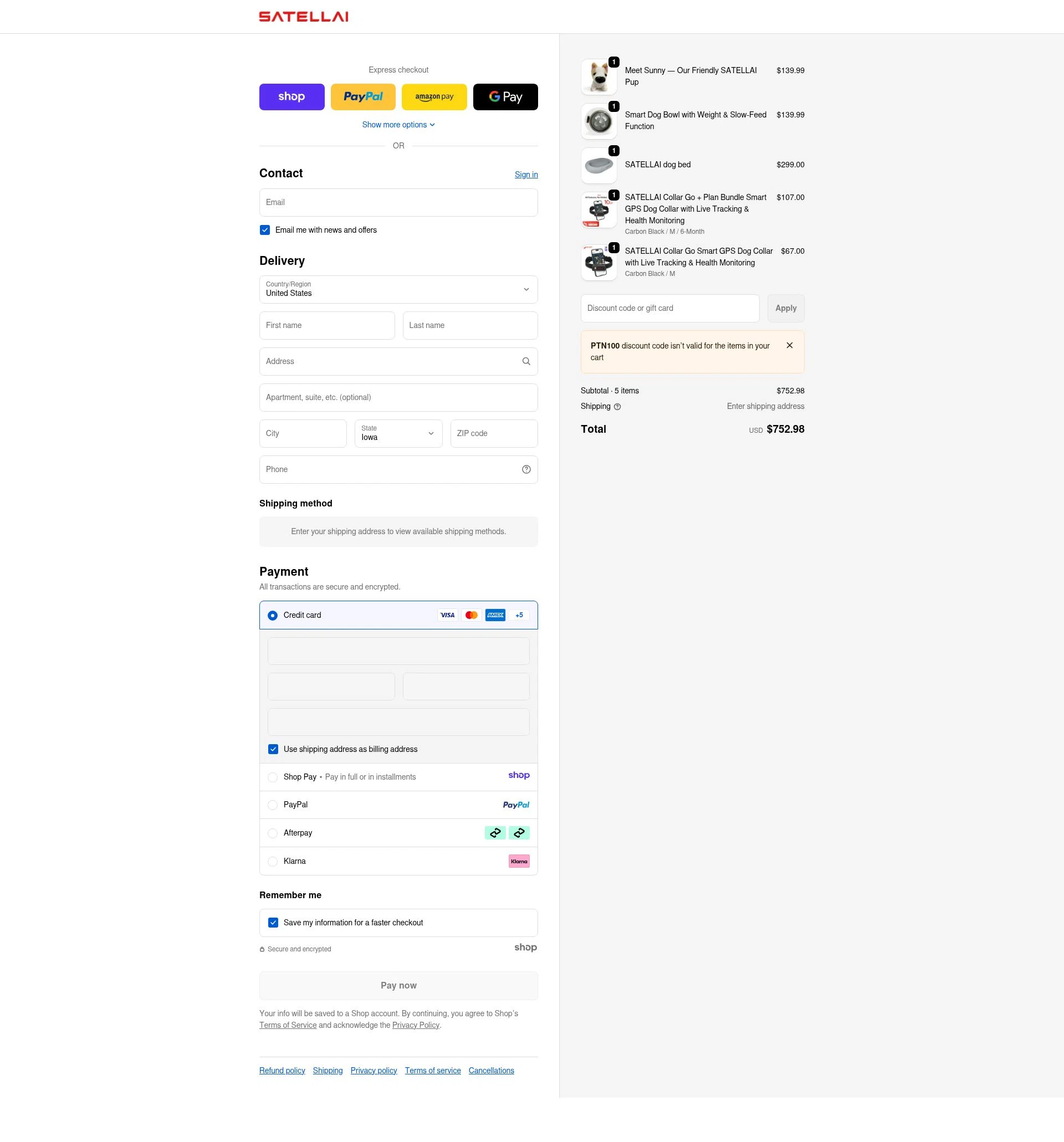 SATELLAI checkout page showing SATELLAI promo code box | Screenshot taken by SimplyCodes community member on Dec 26, 2025