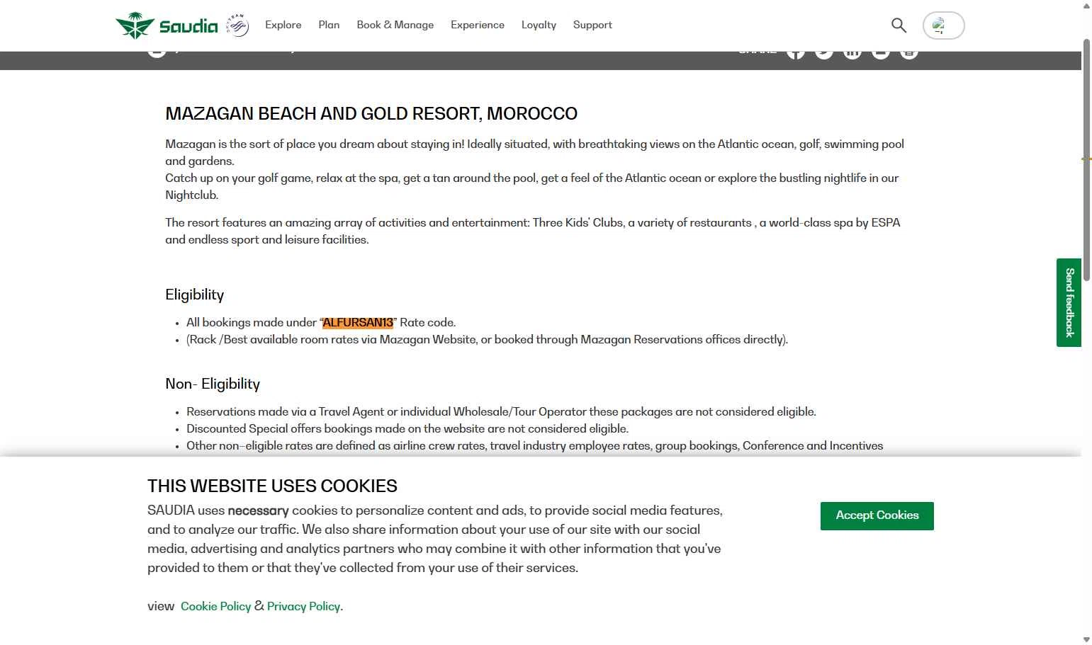 Saudia checkout page showing Saudia promo code box | Screenshot taken by SimplyCodes community member on Dec 26, 2025