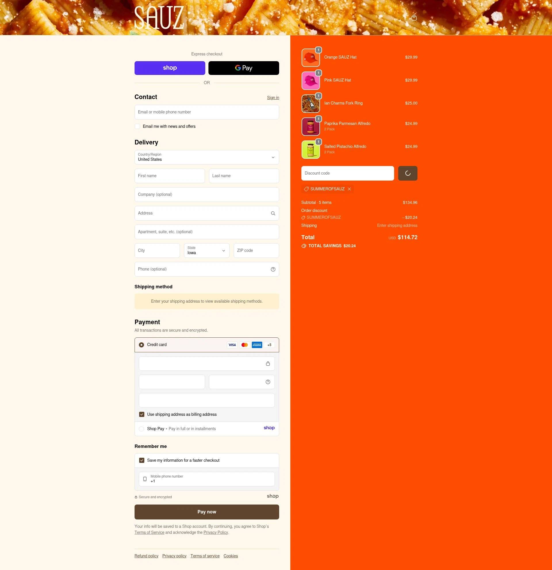 Sauz checkout page showing Sauz promo code box | Screenshot taken by SimplyCodes community member on Jan 5, 2026