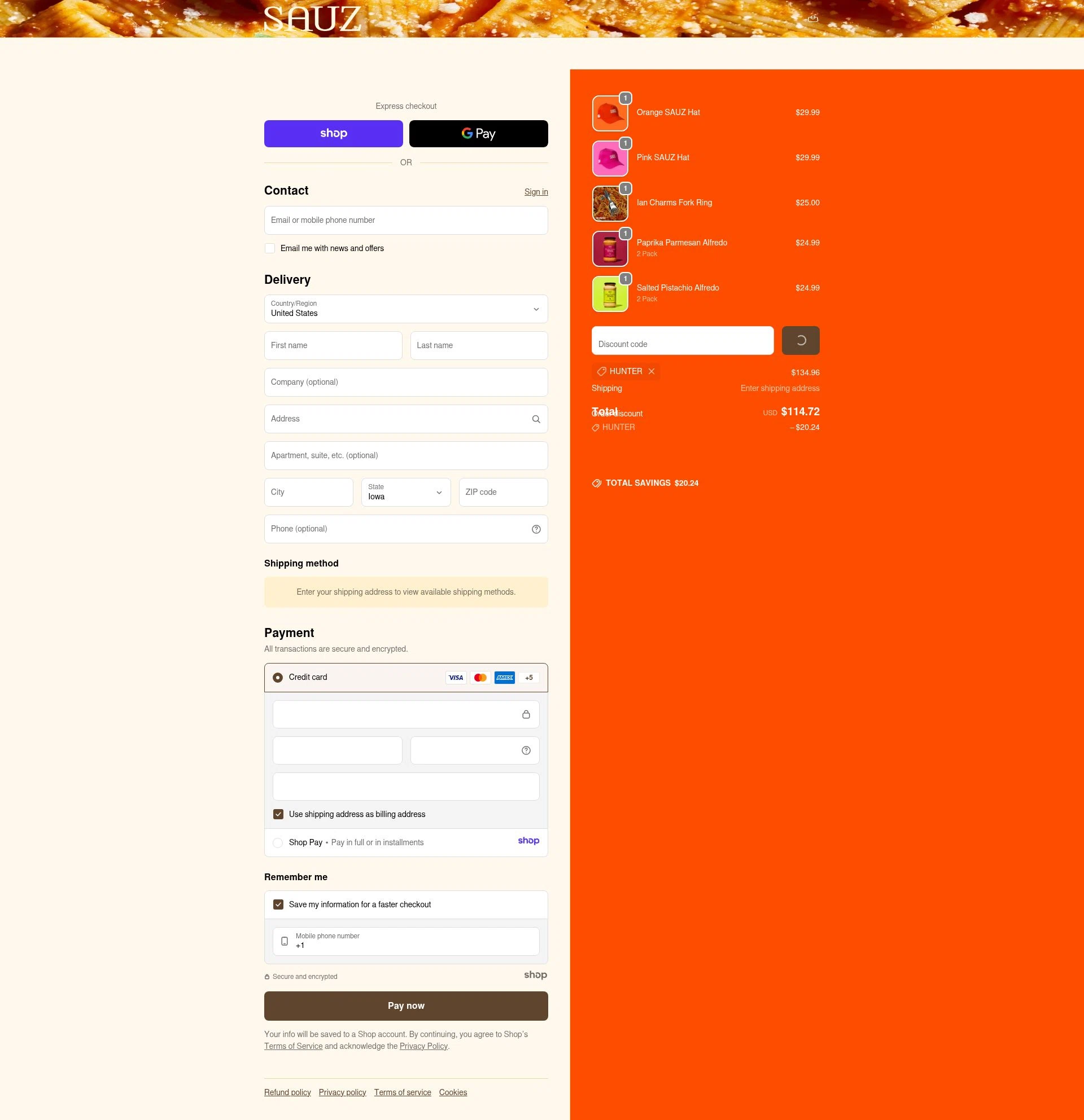 Sauz checkout page showing Sauz promo code box | Screenshot taken by SimplyCodes community member on Jan 5, 2026