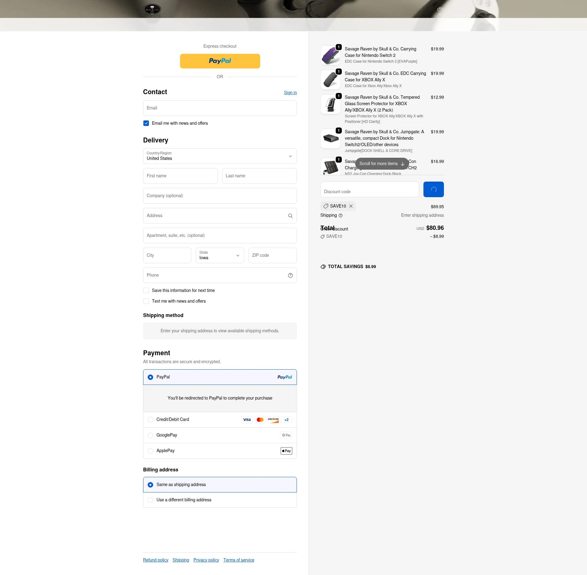 Savage Raven checkout page showing Savage Raven promo code box | Screenshot taken by SimplyCodes community member on Feb 12, 2026