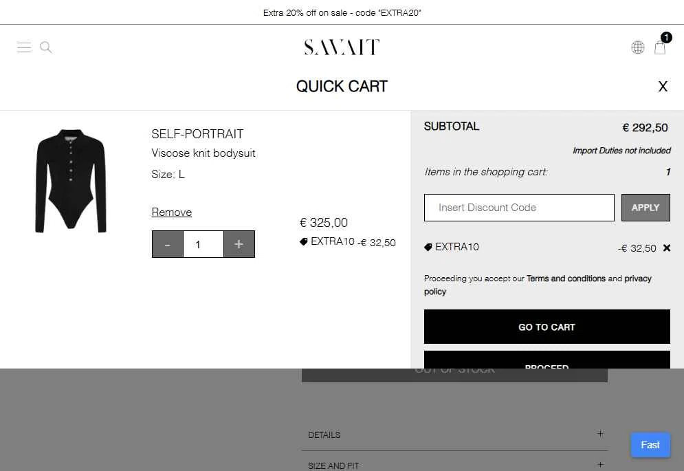 Savait checkout page showing Savait discount code box | Screenshot taken by SimplyCodes community member on Jul 14, 2025