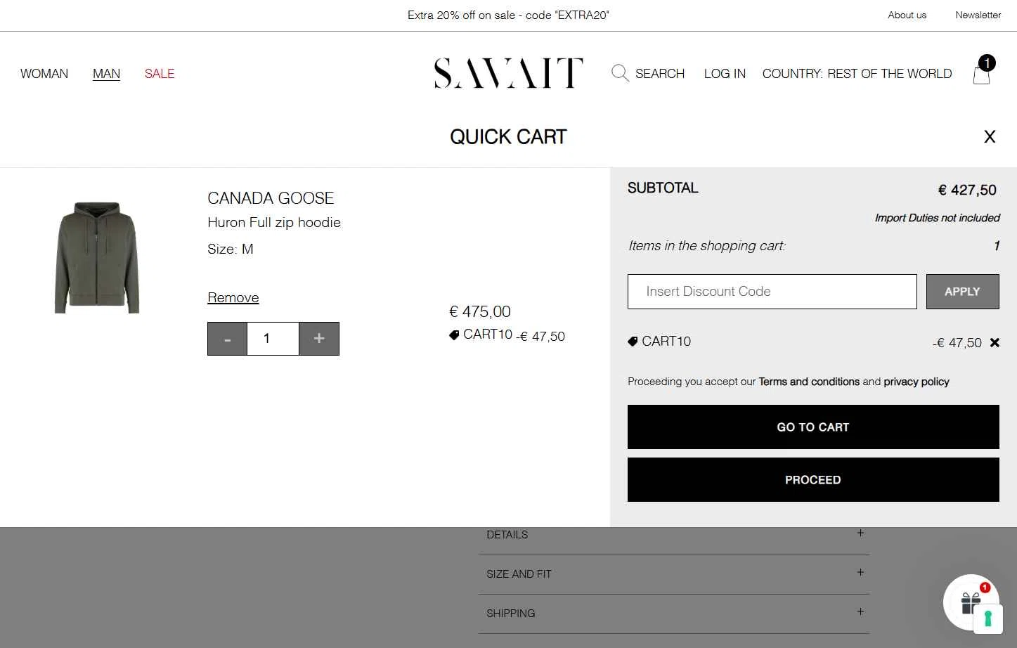 Savait checkout page showing Savait discount code box | Screenshot taken by SimplyCodes community member on Sep 8, 2025