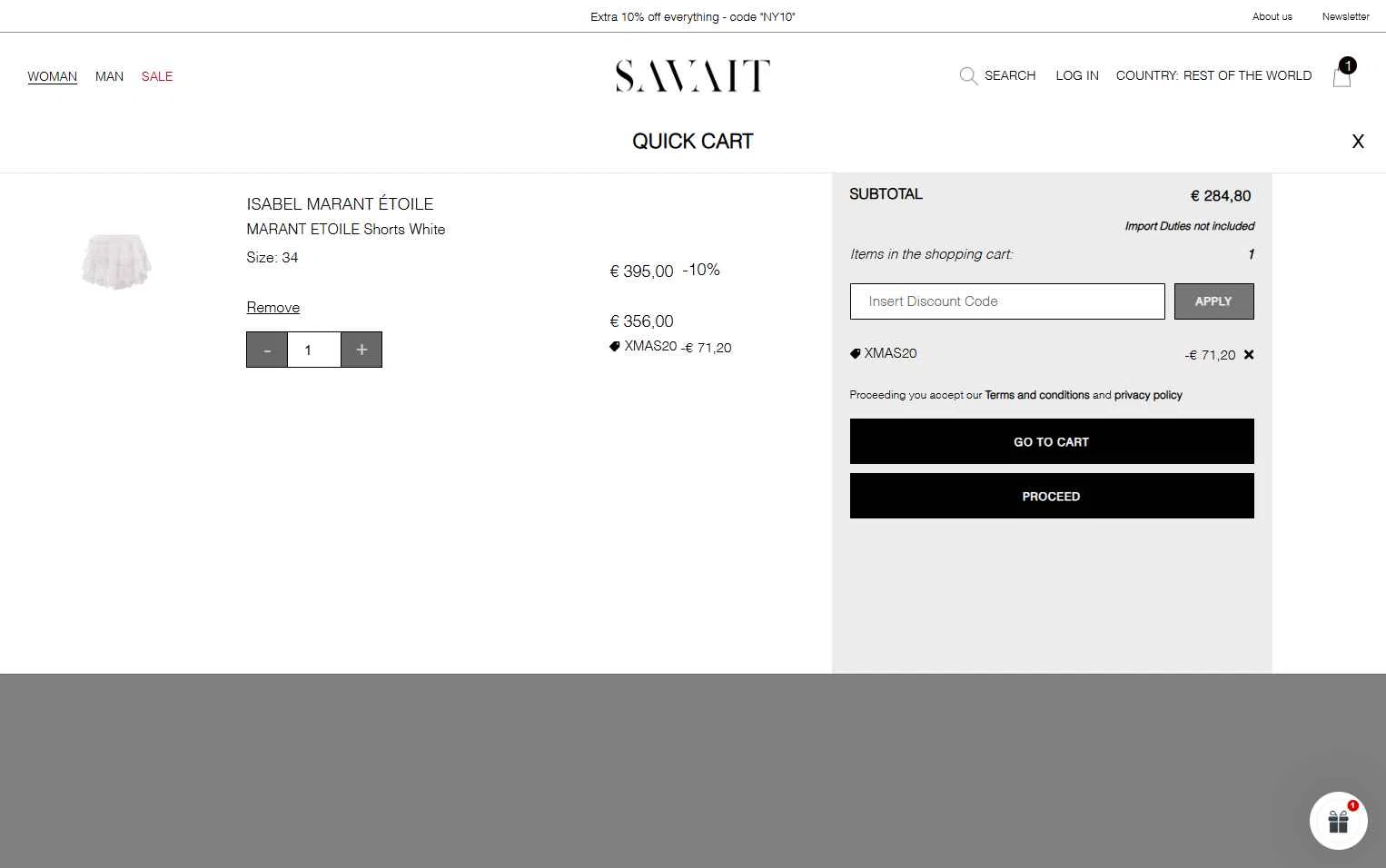 Savait checkout page showing Savait discount code box | Screenshot taken by SimplyCodes community member on Jan 15, 2026