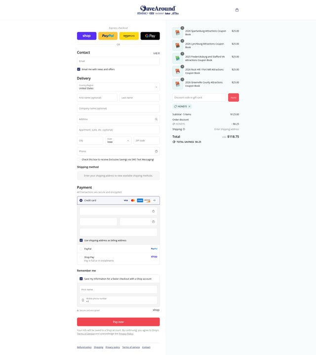 SaveAround checkout page showing SaveAround coupon code box | Screenshot taken by SimplyCodes community member on Sep 2, 2025