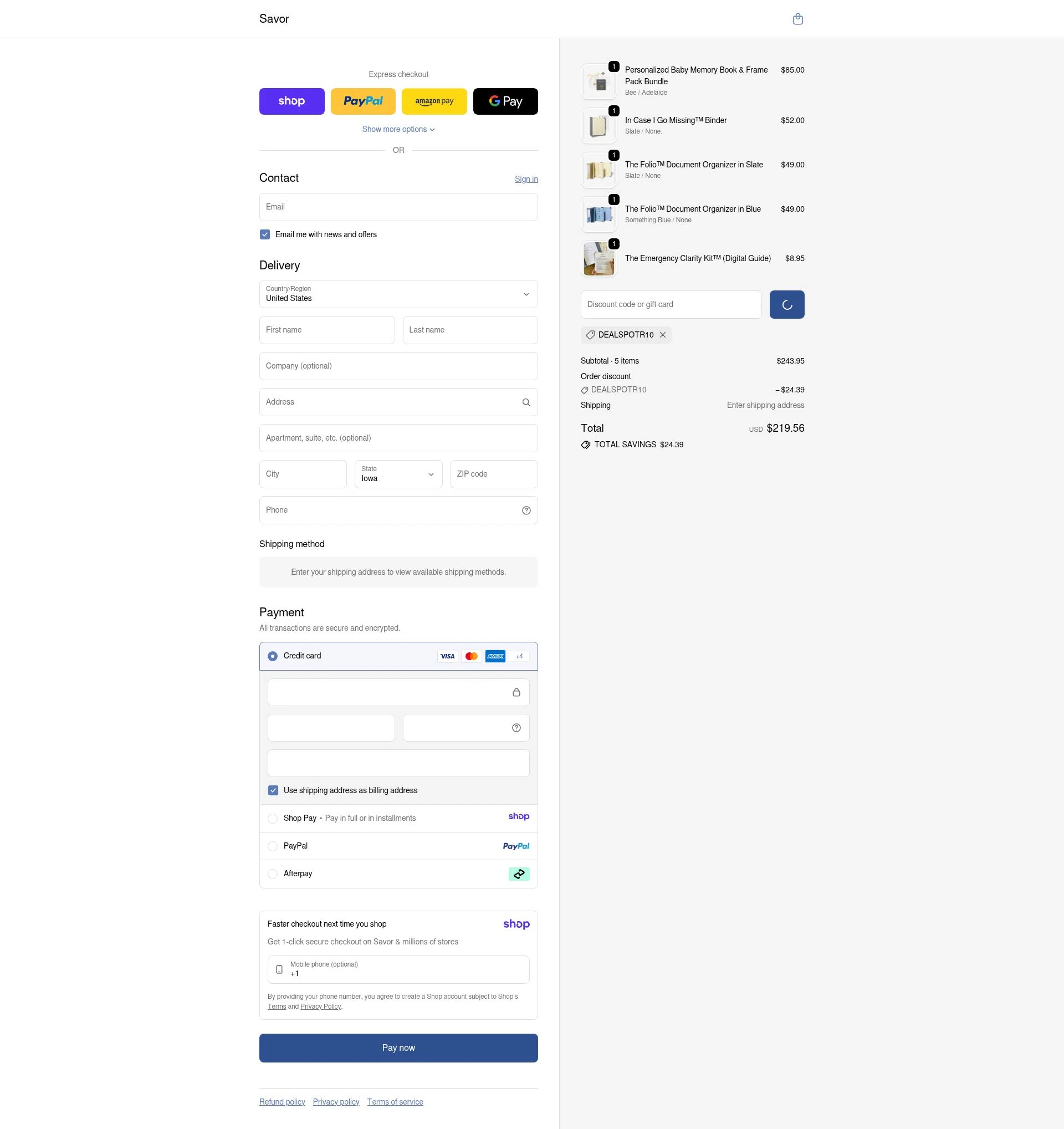 Savor checkout page showing Savor promo code box | Screenshot taken by SimplyCodes community member on Jan 10, 2026