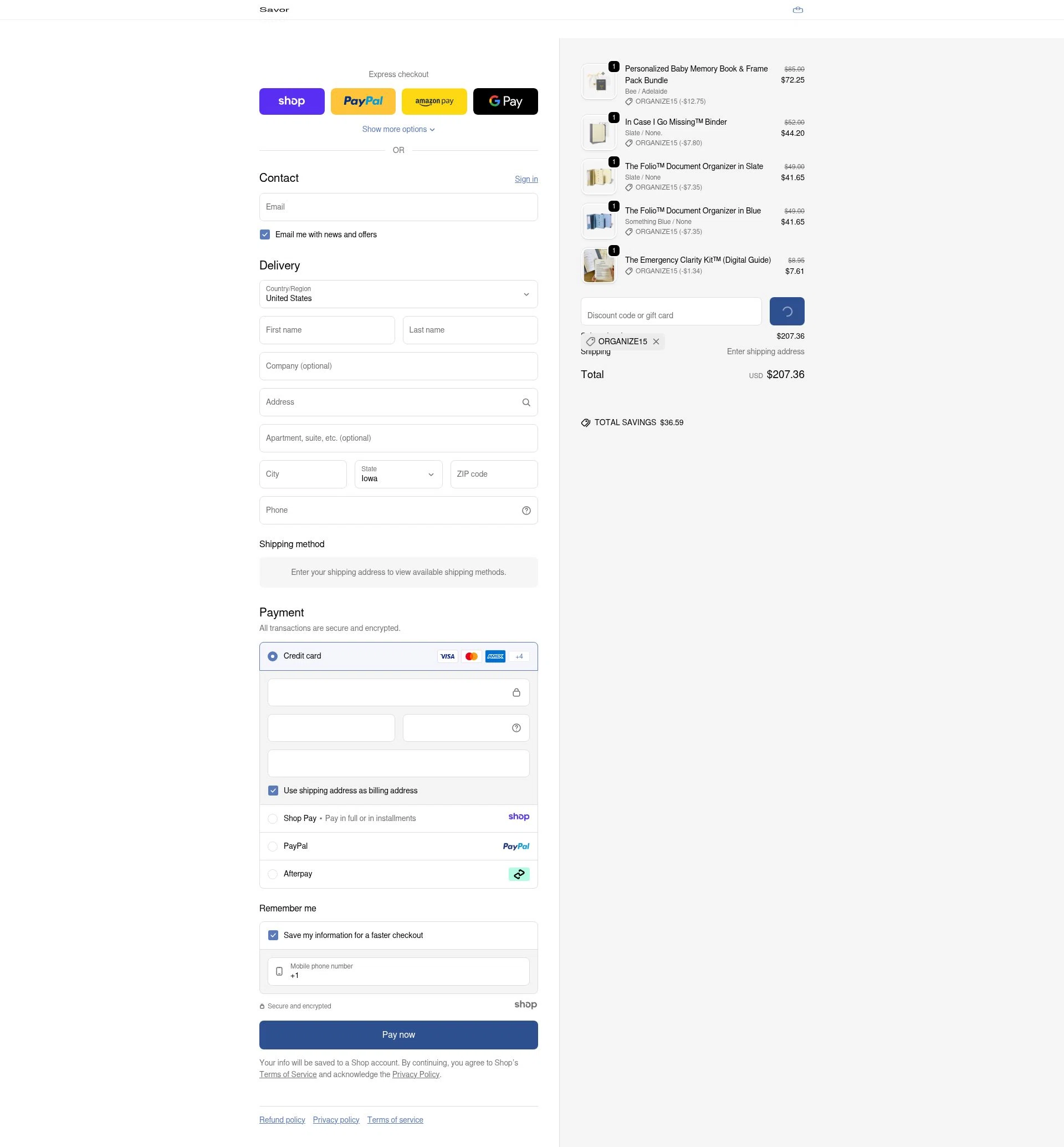 Savor checkout page showing Savor promo code box | Screenshot taken by SimplyCodes community member on Jan 10, 2026
