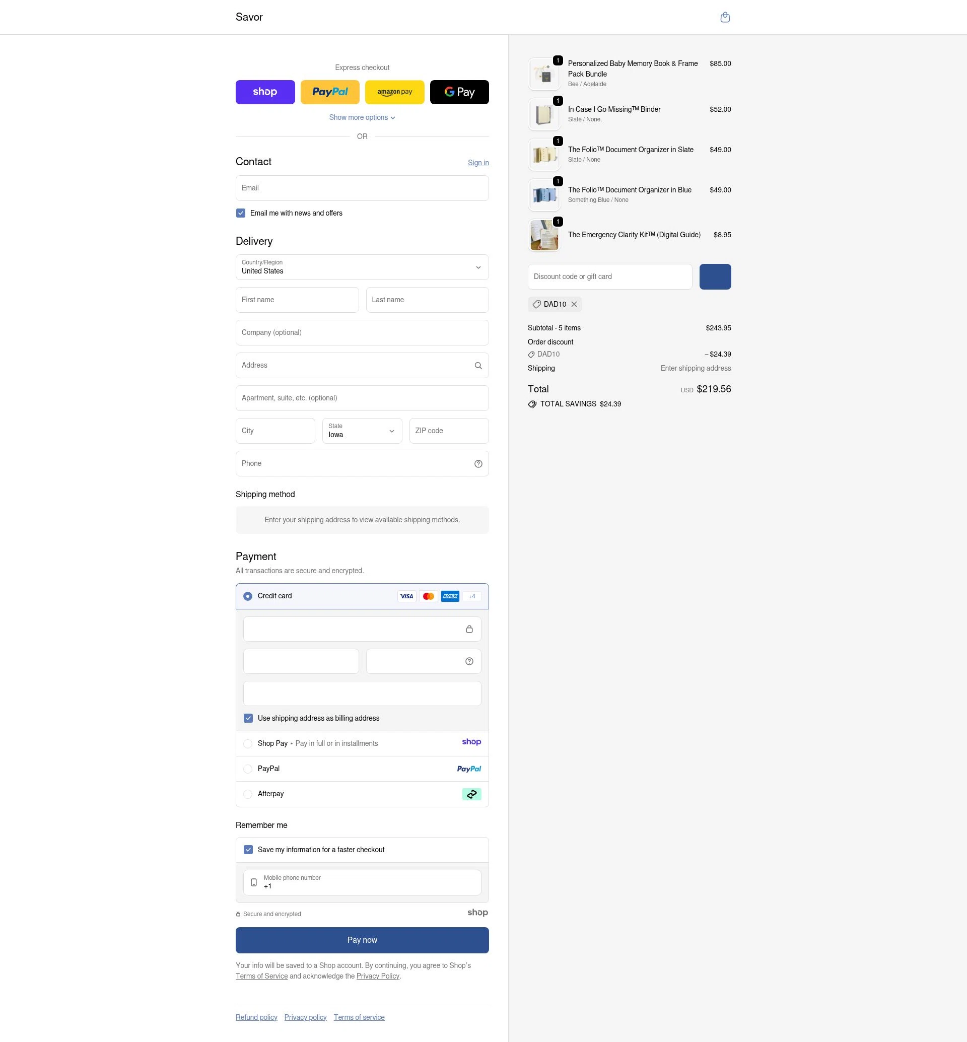 Savor checkout page showing Savor promo code box | Screenshot taken by SimplyCodes community member on Jan 10, 2026