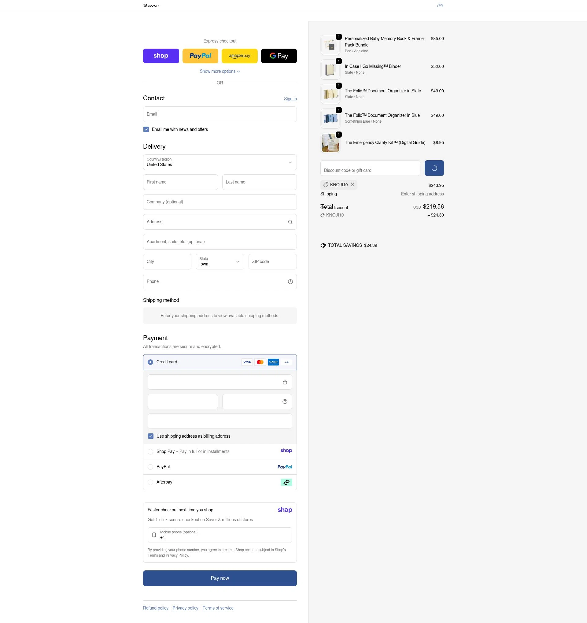 Savor checkout page showing Savor promo code box | Screenshot taken by SimplyCodes community member on Jan 10, 2026