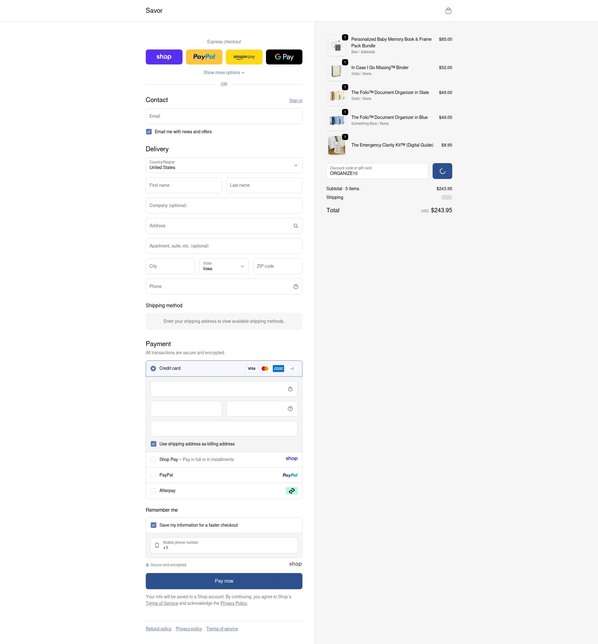Savor checkout page showing Savor promo code box | Screenshot taken by SimplyCodes community member on Jan 10, 2026