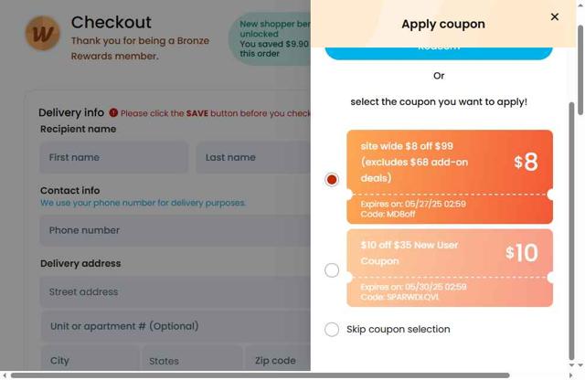 Saywee checkout page showing Saywee promo code box | Screenshot taken by SimplyCodes community member on May 22, 2025