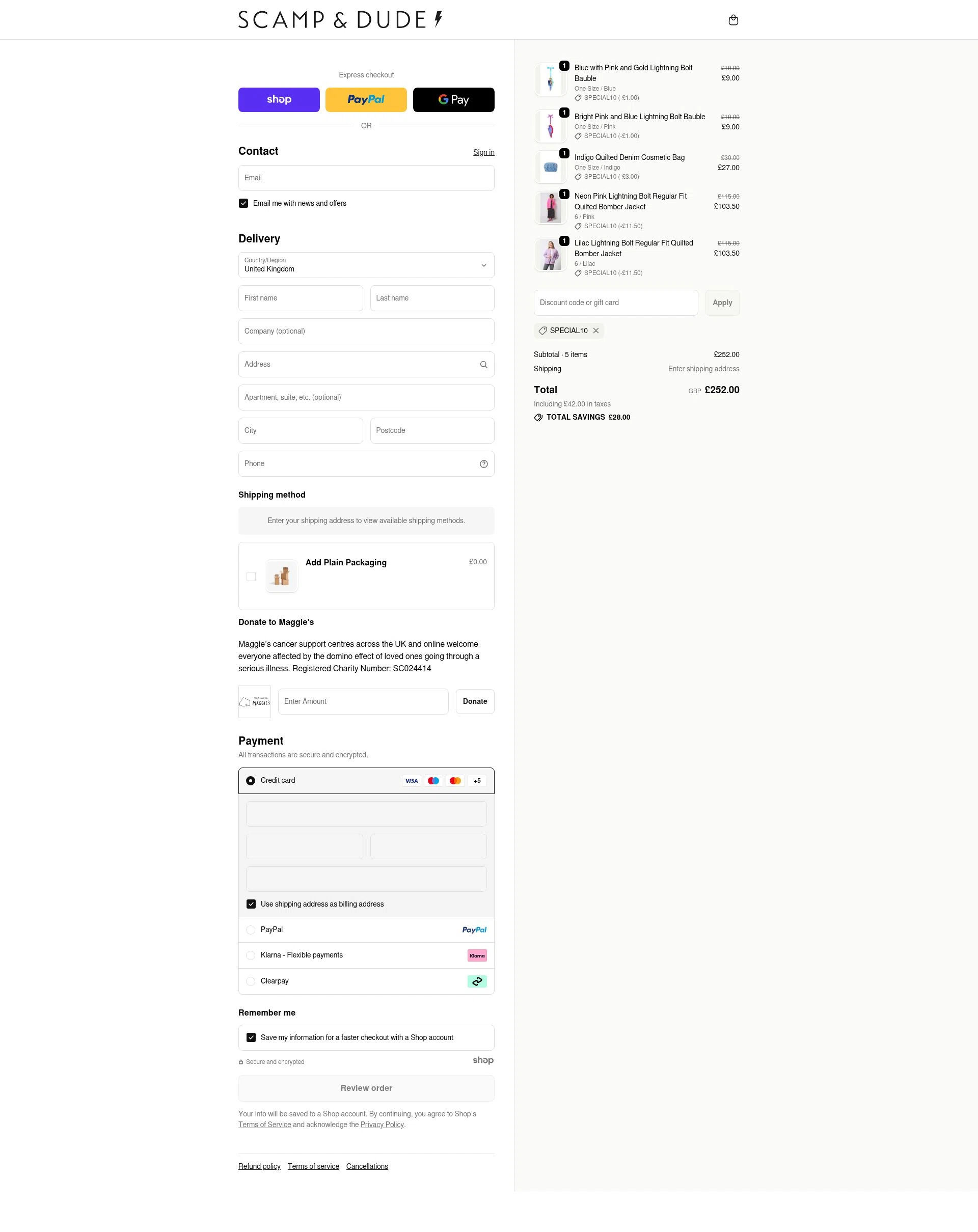 Scamp & Dude checkout page showing Scamp & Dude discount code box | Screenshot taken by SimplyCodes community member on Nov 11, 2025