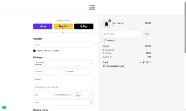 Scandinavian Edition checkout page showing Scandinavian Edition discount code box | Screenshot taken by SimplyCodes community member on Sep 13, 2025