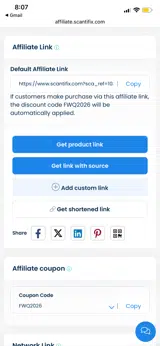 Scantifix coupon verification screenshot