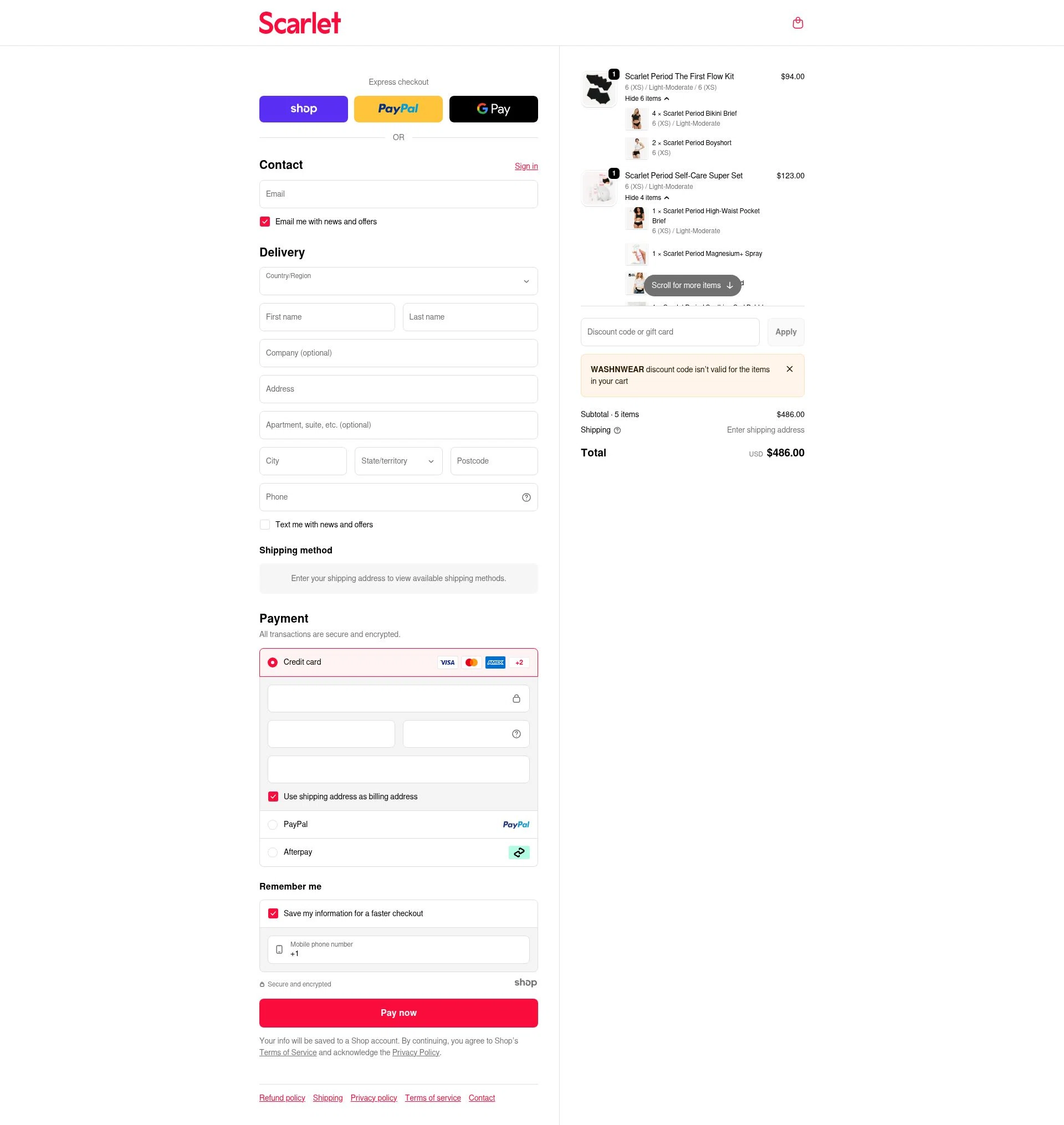 Scarlet checkout page showing Scarlet promo code box | Screenshot taken by SimplyCodes community member on Jan 1, 2026