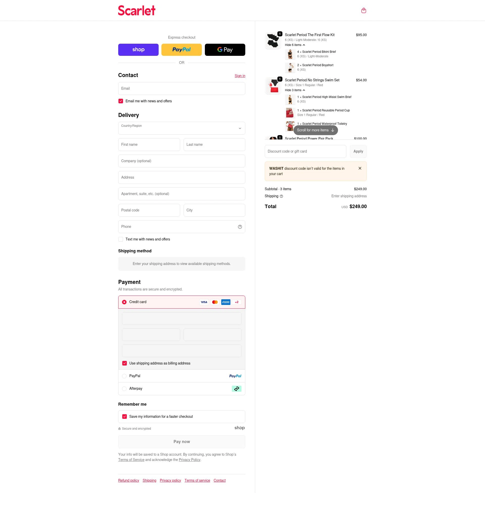 Scarlet checkout page showing Scarlet promo code box | Screenshot taken by SimplyCodes community member on Jan 6, 2026