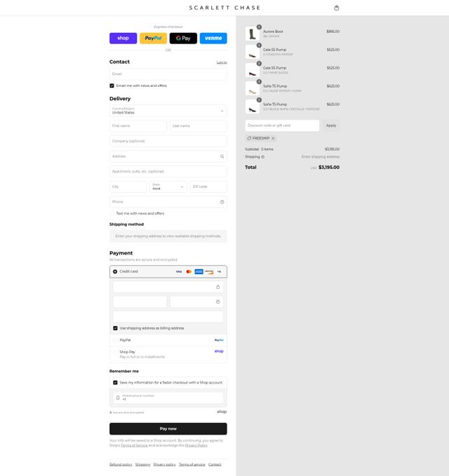 Scarlett Chase checkout page showing Scarlett Chase promo code box | Screenshot taken by SimplyCodes community member on Sep 8, 2025