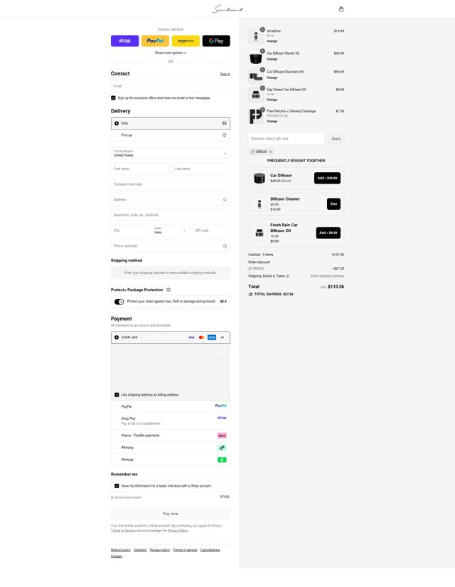 Scentiment checkout page showing Scentiment coupon code box | Screenshot taken by SimplyCodes community member on Sep 15, 2025