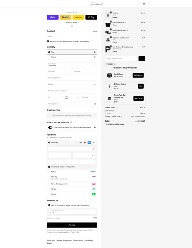 Scentiment checkout page showing Scentiment coupon code box | Screenshot taken by SimplyCodes community member on Sep 15, 2025
