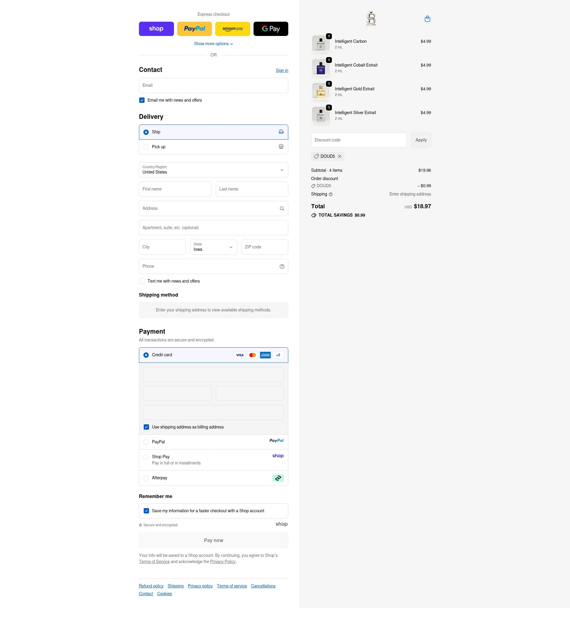Scent Rush checkout page showing Scent Rush discount code box | Screenshot taken by SimplyCodes community member on Oct 15, 2025