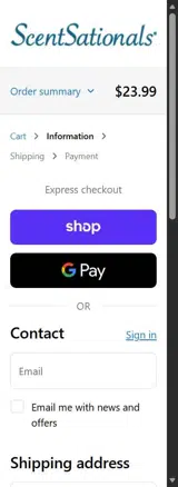 ScentSationals coupon verification screenshot