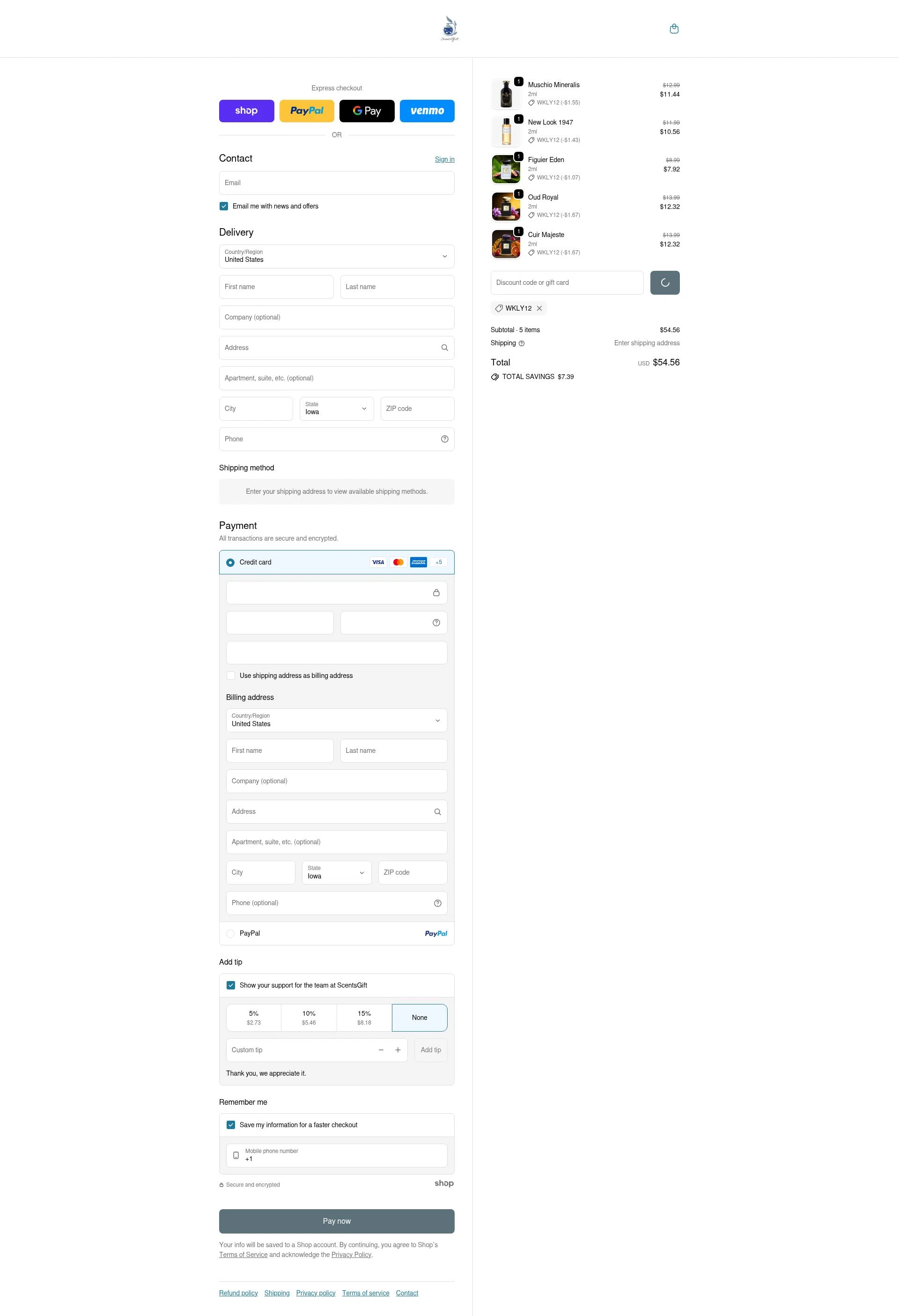 ScentsGift checkout page showing ScentsGift coupon code box | Screenshot taken by SimplyCodes community member on Jan 22, 2026