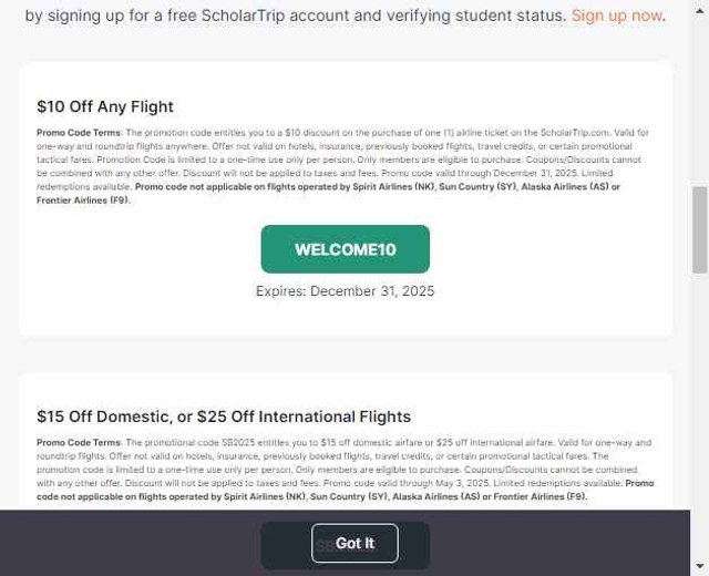 ScholarTrip checkout page showing ScholarTrip promo code box | Screenshot taken by SimplyCodes community member on Apr 29, 2025