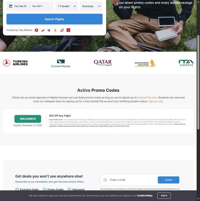 ScholarTrip checkout page showing ScholarTrip promo code box | Screenshot taken by SimplyCodes community member on Jul 25, 2025