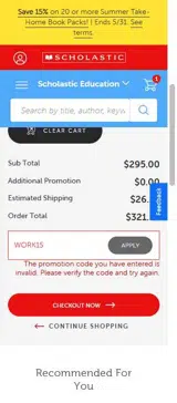 WORK15 coupon verification screenshot