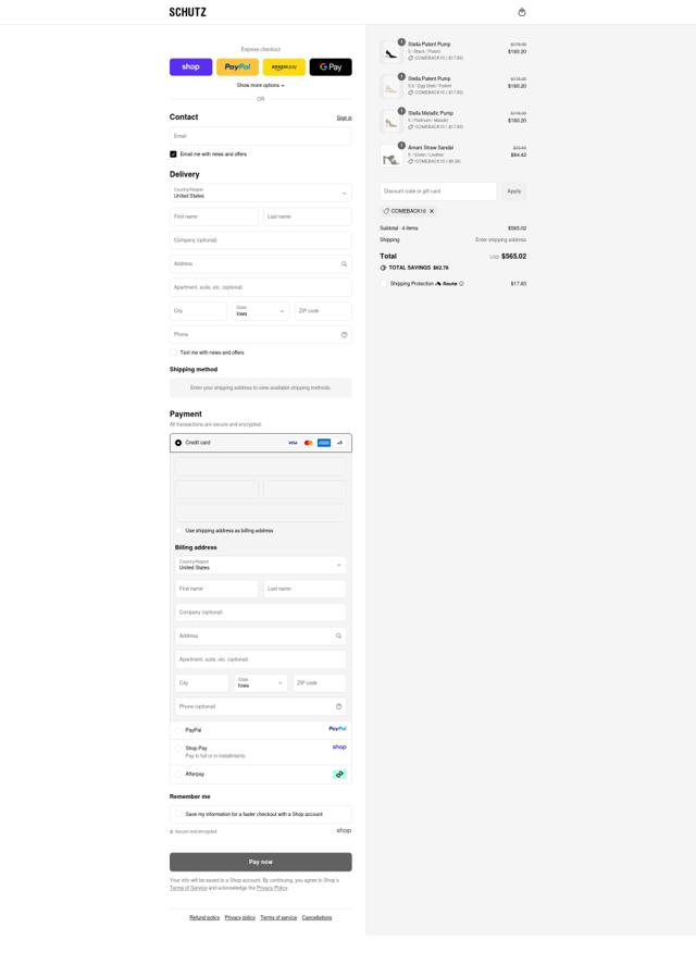 Schutz checkout page showing Schutz discount code box | Screenshot taken by SimplyCodes community member on Sep 13, 2025