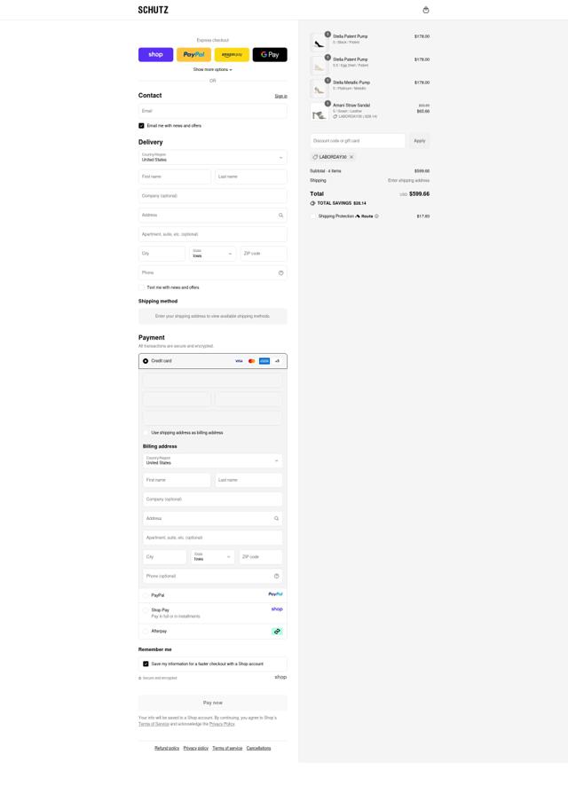 Schutz checkout page showing Schutz discount code box | Screenshot taken by SimplyCodes community member on Sep 13, 2025