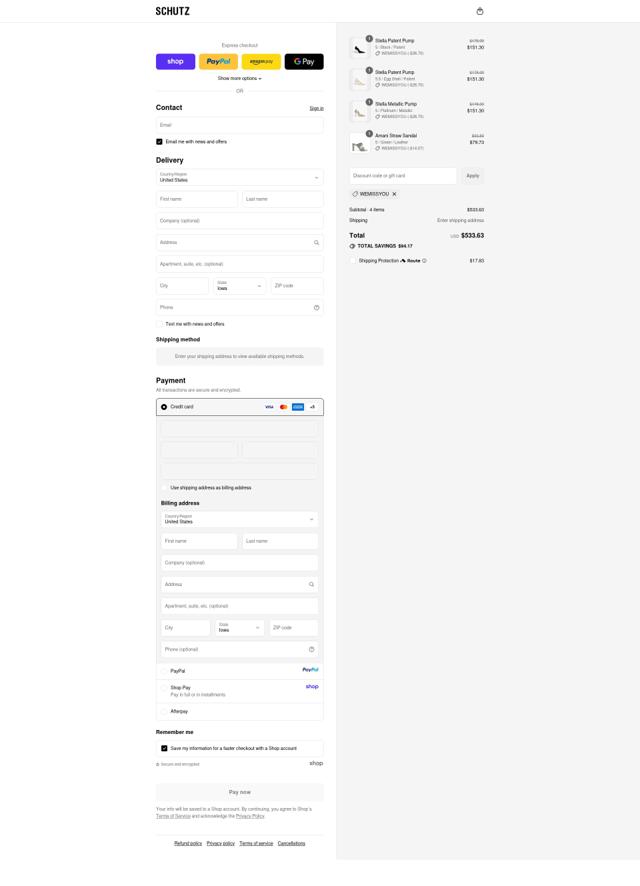 Schutz checkout page showing Schutz discount code box | Screenshot taken by SimplyCodes community member on Sep 13, 2025