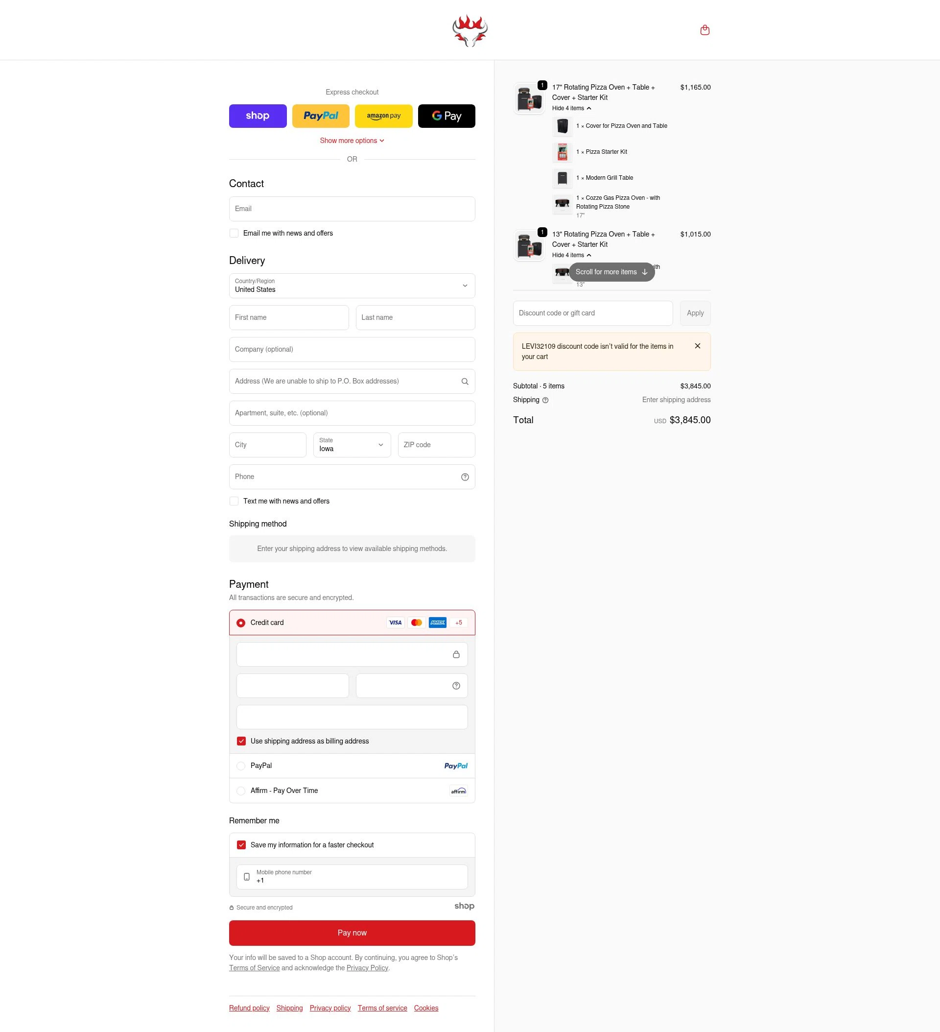 Schwank Grills checkout page showing Schwank Grills discount code box | Screenshot taken by SimplyCodes community member on Jan 10, 2026