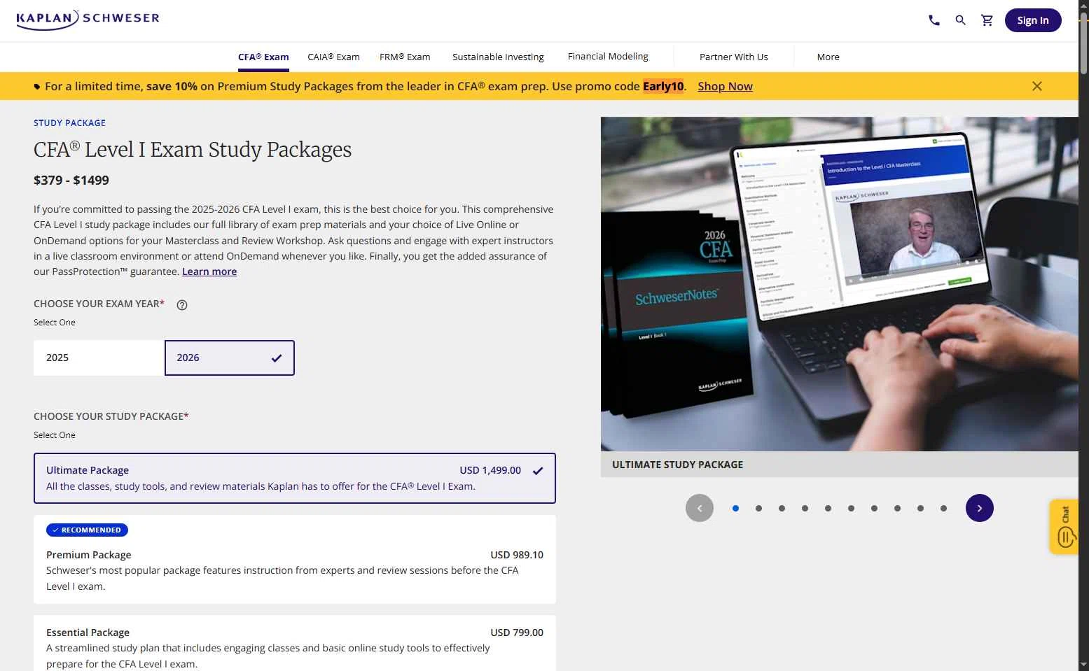 Schweser checkout page showing Schweser discount code box | Screenshot taken by SimplyCodes community member on Nov 10, 2025