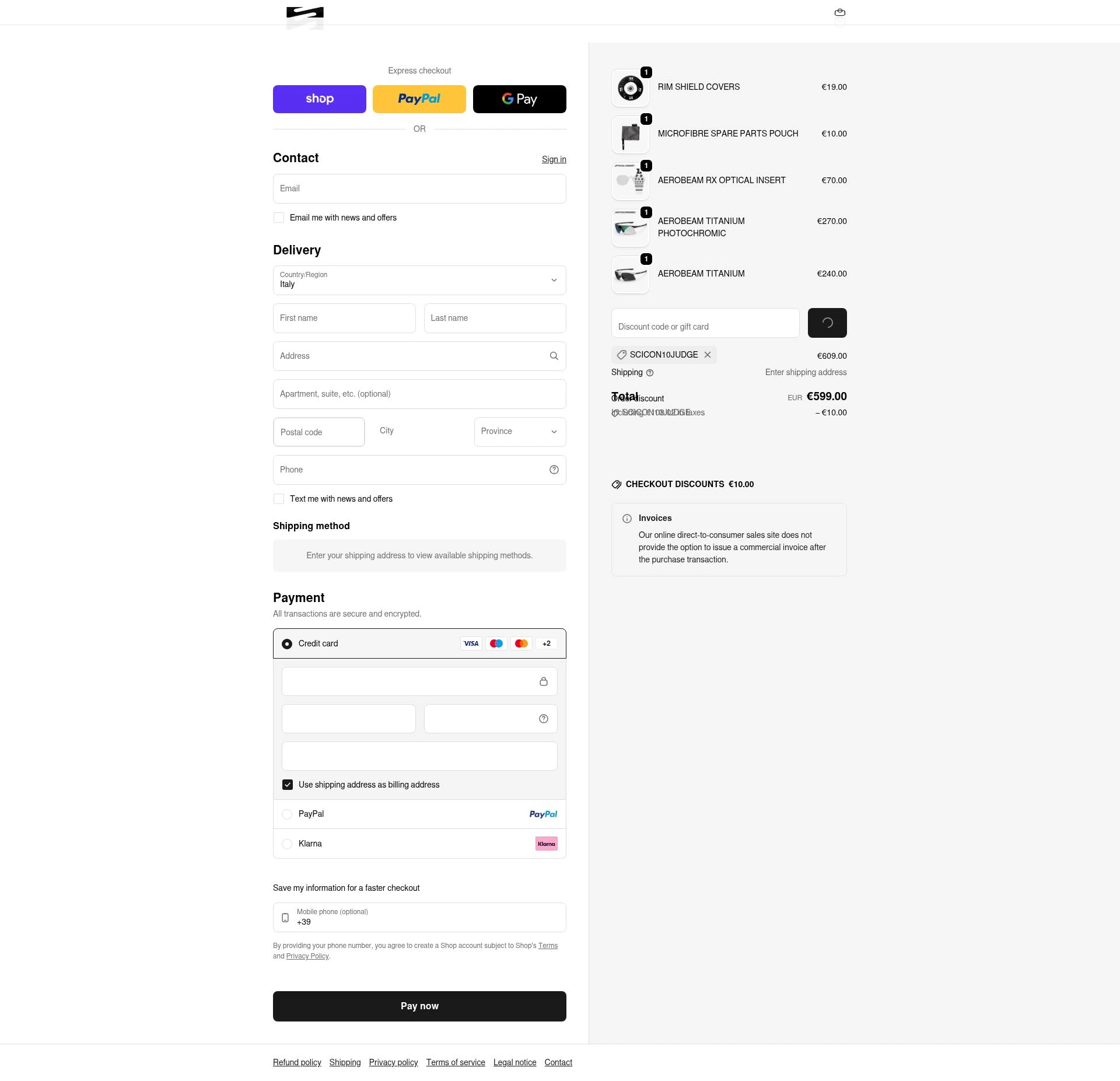 Scicon Sports checkout page showing Scicon Sports promo code box | Screenshot taken by SimplyCodes community member on Feb 10, 2026