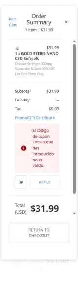 labor coupon verification screenshot