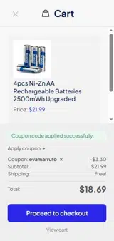 evamarrufo coupon verification screenshot