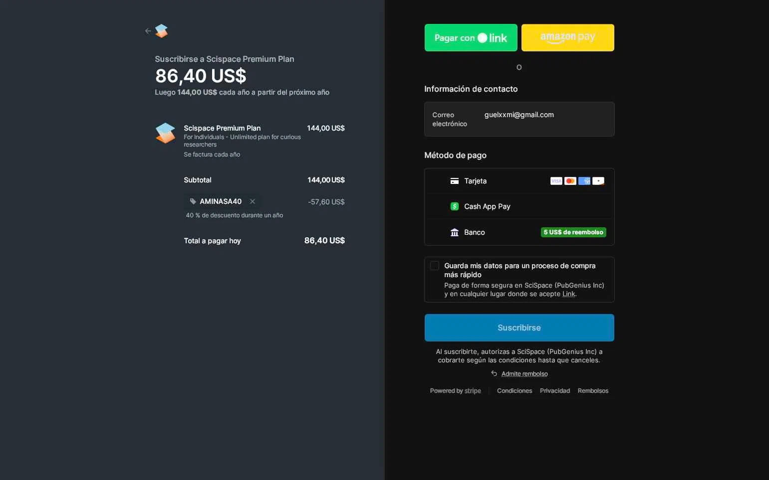 SciSpace checkout page showing SciSpace promo code box | Screenshot taken by SimplyCodes community member on Feb 2, 2026