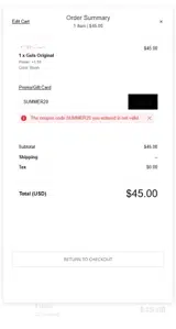 Scojo coupon verification screenshot