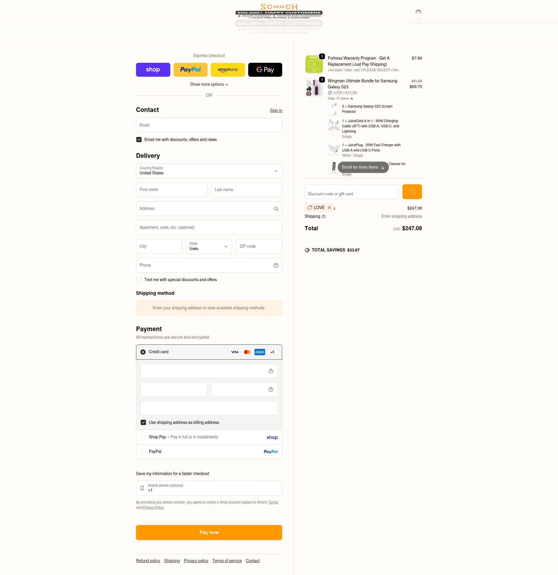 Scooch checkout page showing Scooch discount code box | Screenshot taken by SimplyCodes community member on Feb 12, 2026