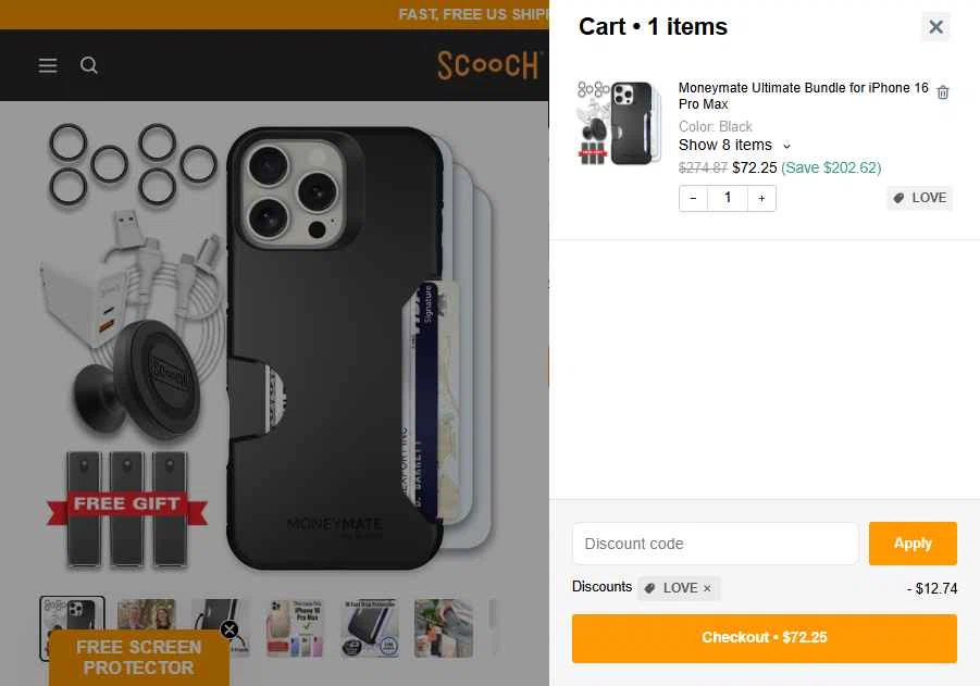 Scooch checkout page showing Scooch discount code box | Screenshot taken by SimplyCodes community member on Jan 30, 2026