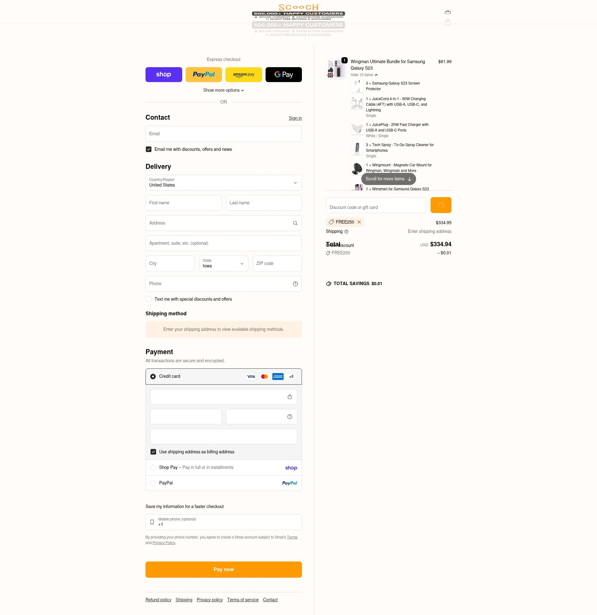 Scooch checkout page showing Scooch discount code box | Screenshot taken by SimplyCodes community member on Feb 4, 2026