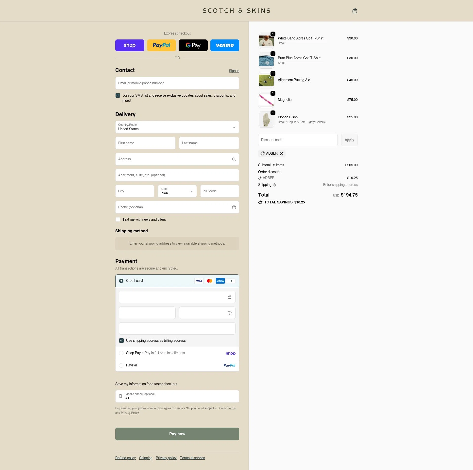 Scotch & Skins checkout page showing Scotch & Skins promo code box | Screenshot taken by SimplyCodes community member on Feb 6, 2026