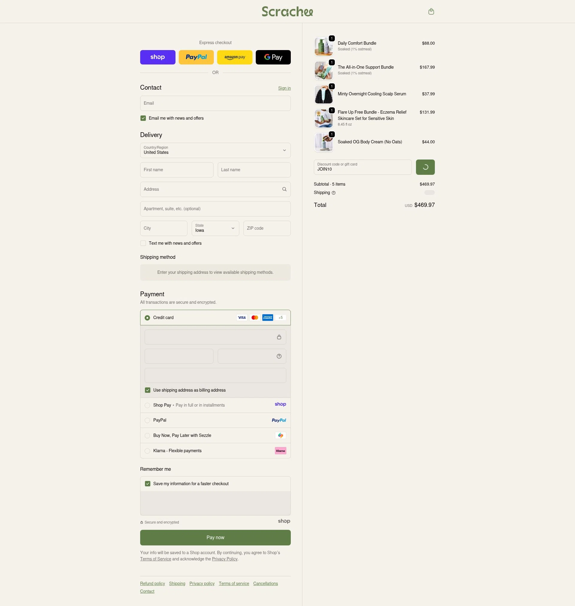 Scrachee checkout page showing Scrachee promo code box | Screenshot taken by SimplyCodes community member on Jan 15, 2026