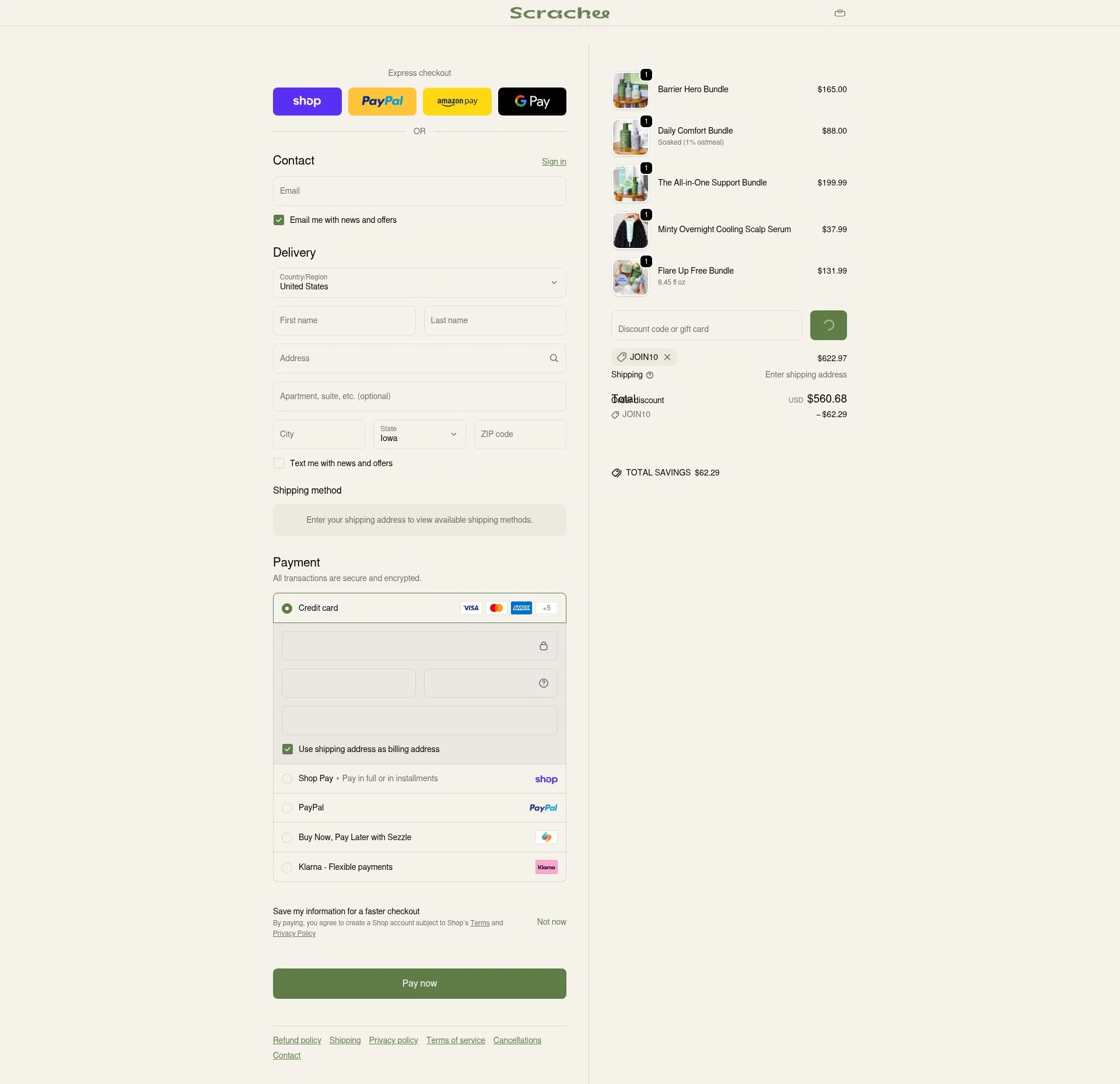 Scrachee checkout page showing Scrachee promo code box | Screenshot taken by SimplyCodes community member on Feb 15, 2026