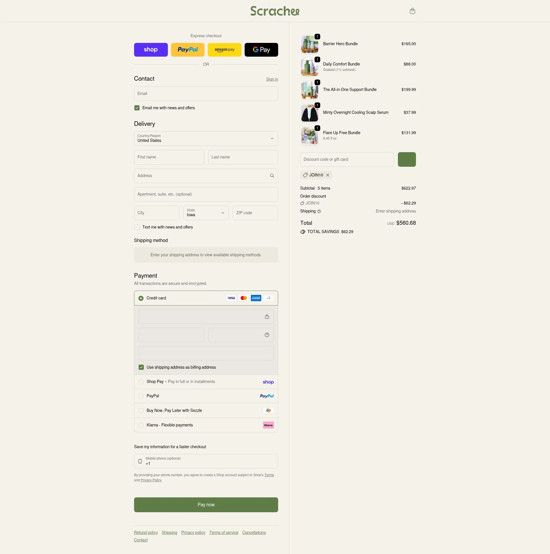 Scrachee checkout page showing Scrachee promo code box | Screenshot taken by SimplyCodes community member on Feb 7, 2026
